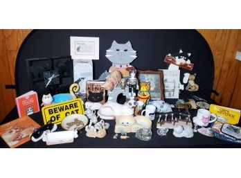 Calling All Cat Lovers!! Cat Decor, Figurines, Wall Hanging, Wood Childs Chair, Bowls & More