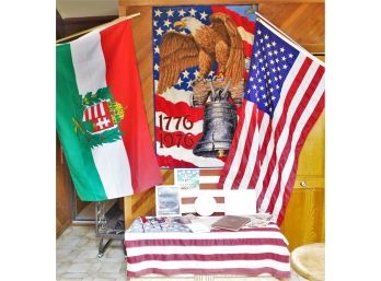 Patriotic Lot - Alexander Smith Liberty Bell Carpet, US & Hungarian Flags, 911 Items & More