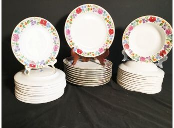 Vintage Kalocsa Hungary Hand Painted Pasta Bowls, Dinner And Salad Plates #0098