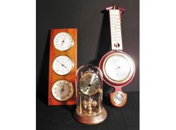 Vintage Taylor Instruments & Sunbeam Weather Stations And Remington Domed Anniversary Clock