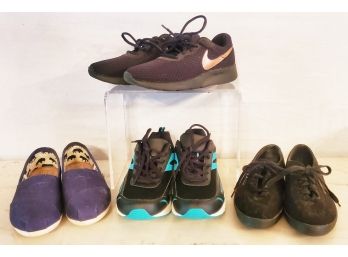 Four Pair Of Ladies Casual Shoes & Athletic Footwear, Nike, LA Gear & Toms