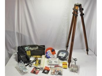 Plumbers And Miscellaneous Lot, Surveyors Tripod Model TP 105,Spin-Thru Drain Cleaner ModelP-15SM