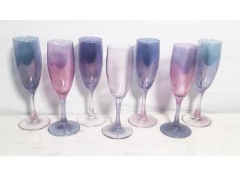 Seven Colored Crystal Champagne Flutes