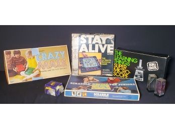 Vintage Board Games, Slinky & More - Scrabble Junior, Stay Alive, Crazy Maze & Microscope