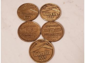 Five 1927-2002 Phillips 66 Modern Era 75 Years Of Aviation Leadership Bronze Medallions