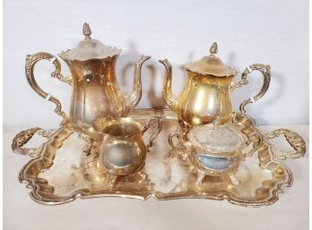 Lovely Vintage Silver Plate Coffee & Tea Service With Tray