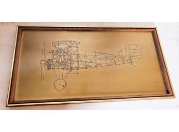 Brass Etching Of Sopwith Snipe 1918  230 H.p. Bentley Plane Framed In Wood