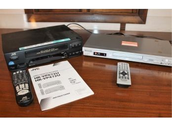 Pair Of Panasonic DVD-CD Combo Player Model# S27, JVC VCR Model# HR-VP472U