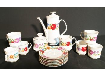 Vintage Kalosca Hungary Hand Painted Multi Colored Espresso Set  #0098 & #0064