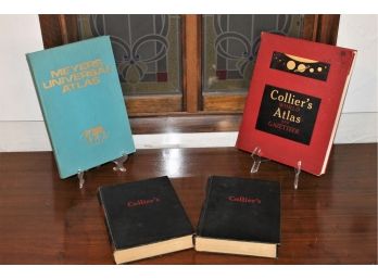 Vintage Books - Colliers And Funk & Wagnalls - Dictionary & World Atlas Hard Cover Books