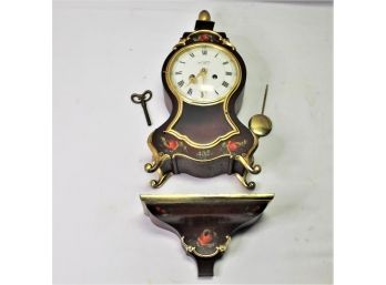 Vintage Neuenberger Du Chateau Swiss Mantle Clock And Matching Shelf