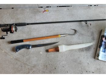 Fishermans Lot, Two Poles, Ryobi 6ft , Zebco 7ft Fx 27, Magnum Fillet Cutting Knife