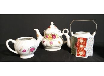 Lot Of 3 Teapots Includes Arita Imari Fan Fine Porcelain - Japan And Royal Caldone Ceracraft - England