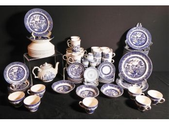 Vintage Blue Willow Pattern Transferware Dinnerware - Robinson Design Group Of Japan Teapot & Espresso Set