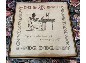 Needlepoint Sampler 'If Music Be The Food Of Love, Play On'