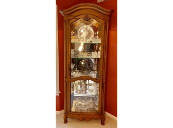 Beautiful Hardwood Mirror Back Display Case With Beveled Glass Doors