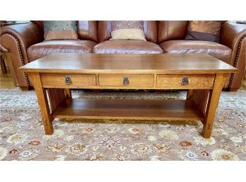 Stickley Three Drawer Two Tier Cocktail Table