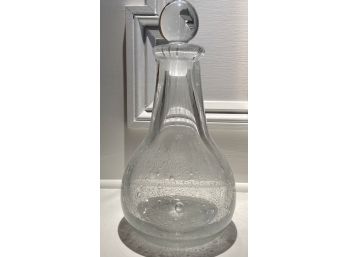 Stoppered Glass Decanter With Wonderful Flaws And Bubbles Within The Glass