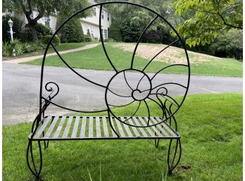 Beautiful Nautilus Form Wrought Iron Bench