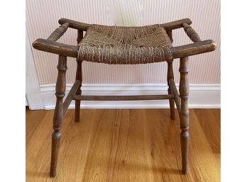 Antique Rush Seat Bench/Stool