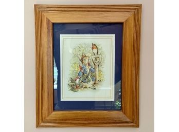 Beatrix Potter's  Peter Rabbit Eating Carrots In The Garden Print