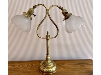 Antique Brass Two Bulb Table Lamp