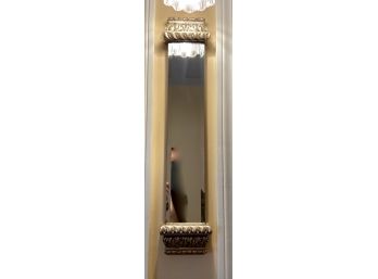 Narrow Beveled Glass Column Form Wall Mirror