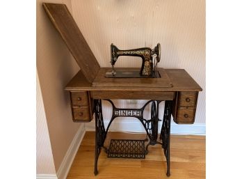 Antique Oak Singer Treadle Sewing Machine