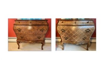 Pair Of Matching Three Drawer Bombe Chests