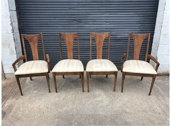 Set Of 4 Mid Century Broyhill Brasilia Walnut Dining Chairs