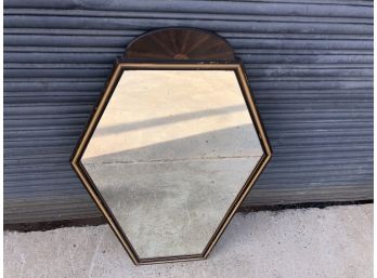 Antique Art Deco Mirror In Mahogany Frame