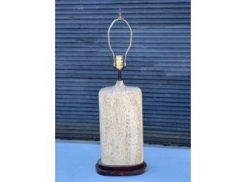 Mid Century Ceramic And Wood Base Lamp