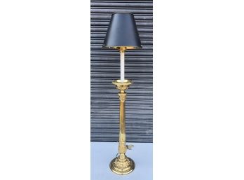 LARGE Brass Maitland Smith Candlestick Lamp With Brass Shade