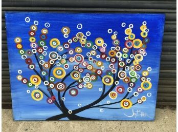 Original Joy Baer Fresco Casein On Canvas Signed And Titled Dreaming Toward You