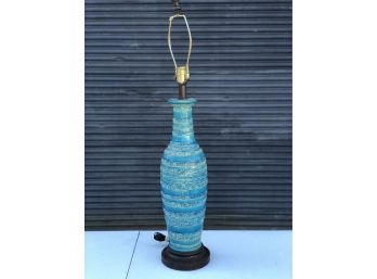 LARGE Mid Century Ceramic Bitossi Style Lamp Lava Glaze
