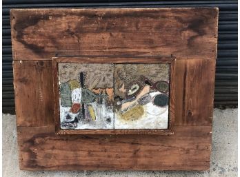 Abstract Oil On Canvas In Amazing Frame Titled Time Piece And Signed Andrea Panella