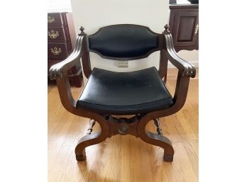 Vintage Black Leather Dante Chair