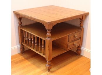 Drexel Table With Turned Spindle Supports And Two Drawers