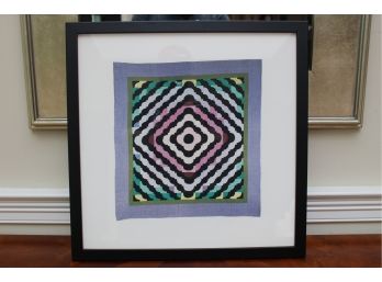 Framed Print Of 'Old Maid's Puzzle' A Rare Designed Amish Quilt