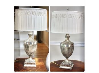 Pair Of John-Richard Traditional Lamps With Tiled Mirror Accents