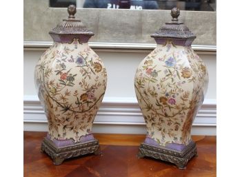 Pair Of Two Beautiful Hand-painted Oriental Jars Originally $208 Each