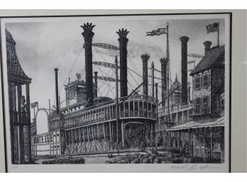 Alan Jay Gaines Steamboat Etching - 1976