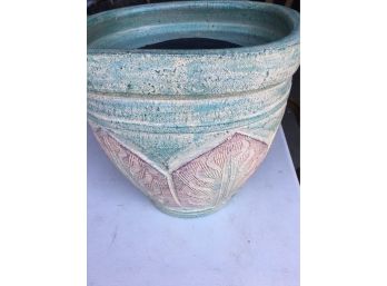 10 Inch Dia , 10 Inch High ,Hand Painted/ Carved Resin Planter