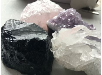 4 Pc , Amethyst, Rose Quarts ,tourmaline , Crystal Cluster