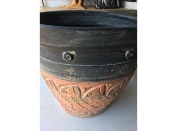 15 Inch Dia , 15 Inc High ,Hand Painted / Carved Resin Planter