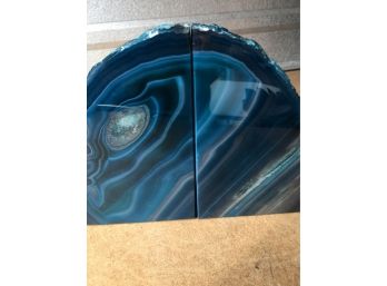 4LB,Blue Agate Bookends