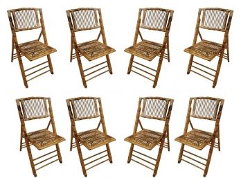 Set Of 8 Folding Rattan Occasional Chairs