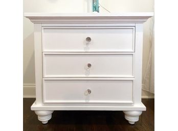 White 3-drawer Bedside Table With Faux Cut Crystal Knobs