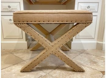 Safavieh Burlap Upholstered Seat With Nail Head Accents