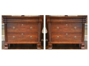 Pair Of Ethan Allen Bedside Tables With Dovetail Drawers And Fluted Molding